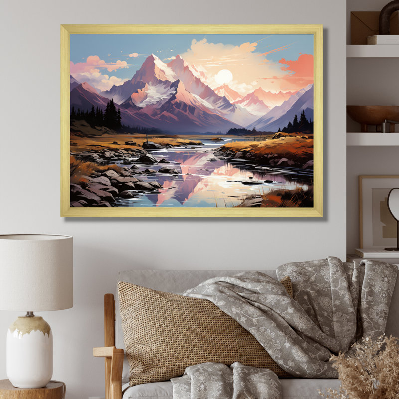 «Landscape Vangogh Mountain Serenity II», reproduction sur toile, H 12 po x l 20 po x P 1 po, Cadre doré à une seule photo
