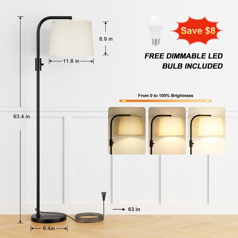 Lampe sur pied avec ampoules incluses, Beige