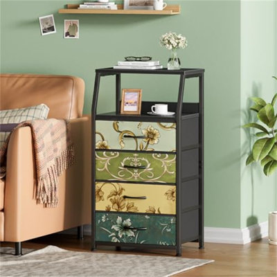 Table de chevet, grande commode 4 tiroirs pour la chambre à coucher