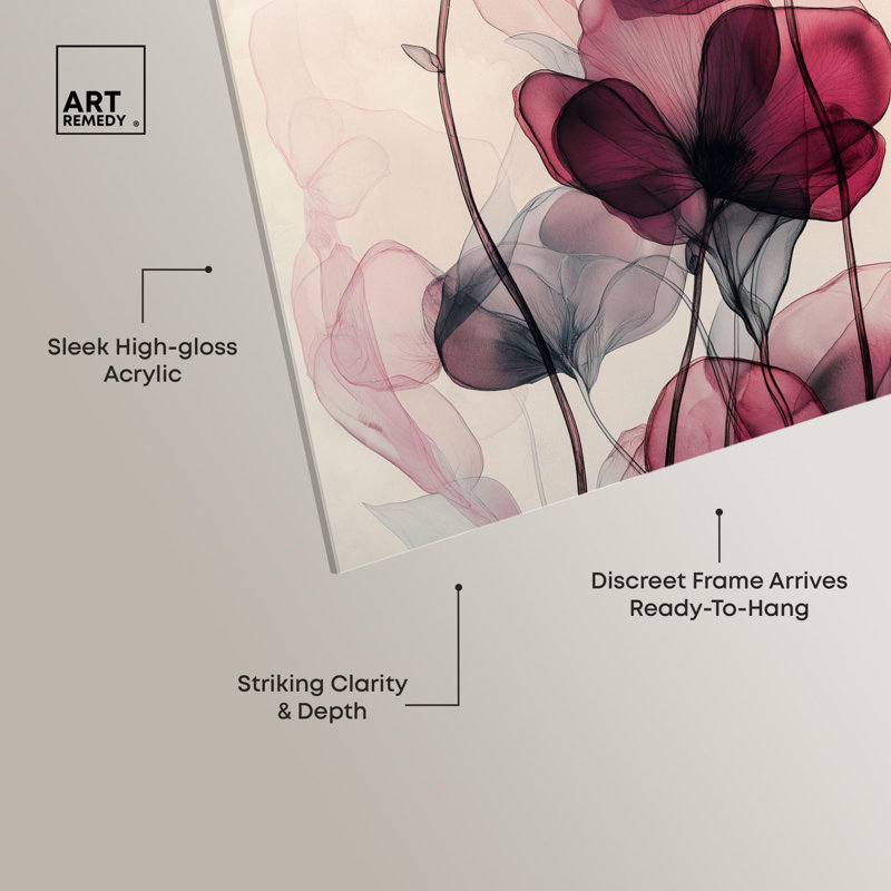 Art mural fleur filigrane Flora I par Art Remedy, prêt à accrocher, H 24 po x l 16 po