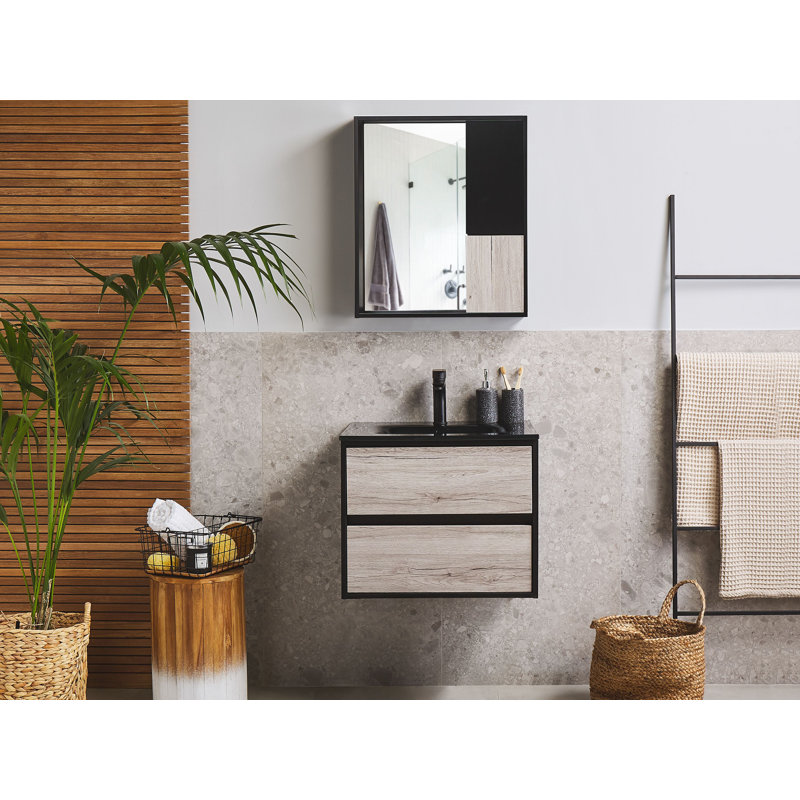 Abdul-Muizz 600mm Single Bathroom Vanity with Integrated Ceramic Basin, Black