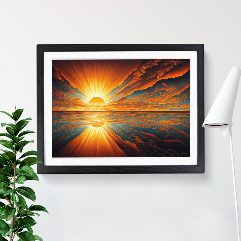 XH1022-8988X The Rising Sunset Vol.6 Abstract - Single Picture Frame Print, 25cm H x 34cm W x 2cm D, Black Framed