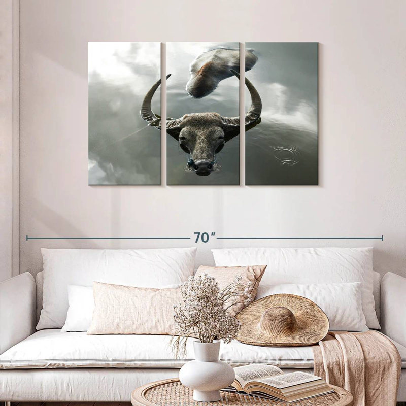 Bathing Buffalo, 28" H x 45" W