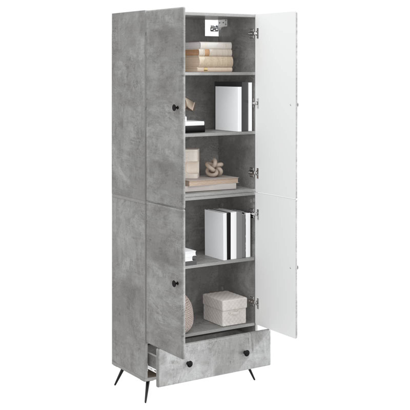 4 -Door 3 Storage Cabinet, Concrete Grey