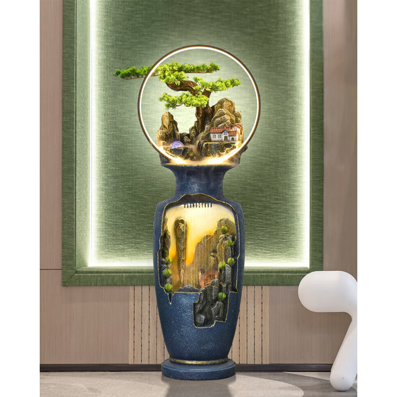 Ornement d'eau moderne en résine, H 44,49 po x l 15,75 po x P 12,6 po