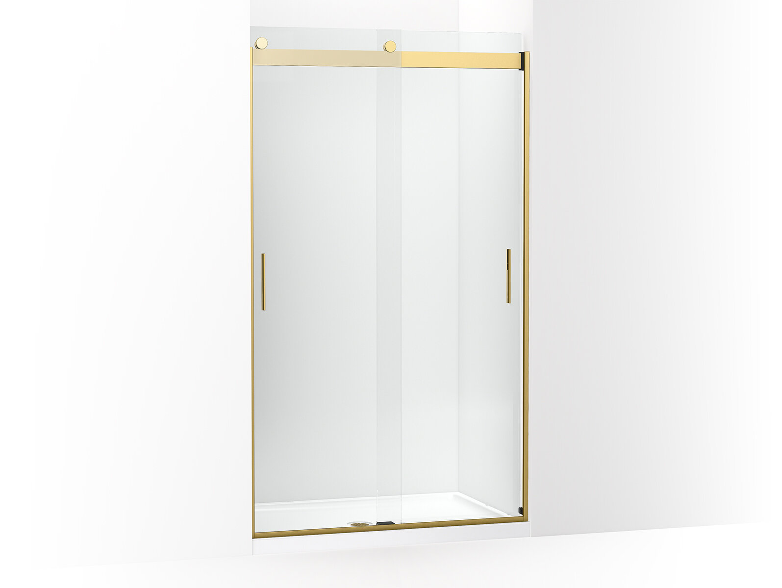 Massa Single Sliding Frameless Shower Door in Brushed Gold