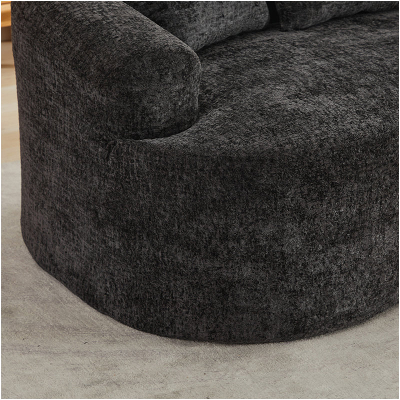 Causeuse incurvée, petit canapé en chenille avec 3 coussins, canapé profond pour appartement, salon, aucun assemblage requis