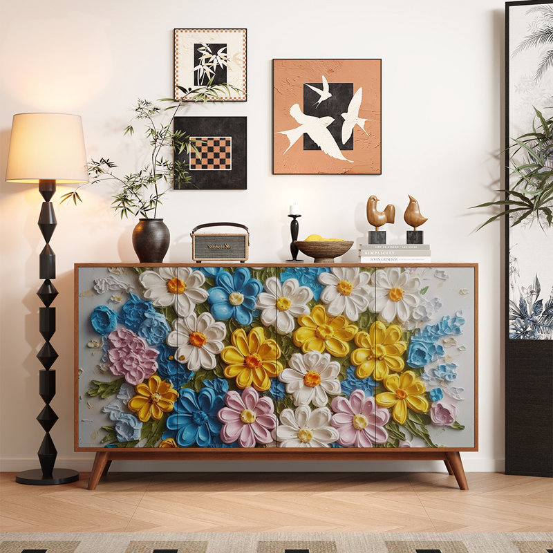 Armoire de salon à peinture à l'huile abstraite