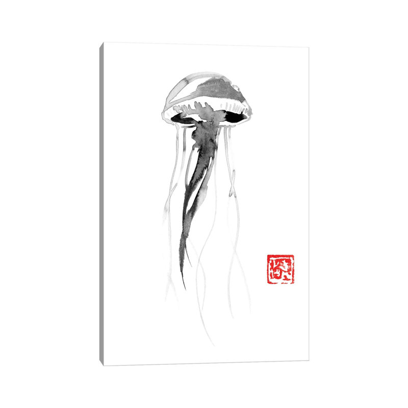 Jellyfish by Péchane - Painting on Canvas, 66.04 cm H x 45.72 cm W x 1.91 cm D, Wrapped Canvas
