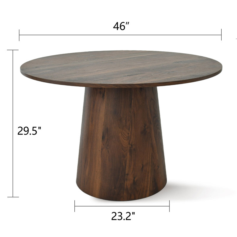 46" Round Pedestal Dining Table, 29.5" H x 46" L x 46" W, Walnut