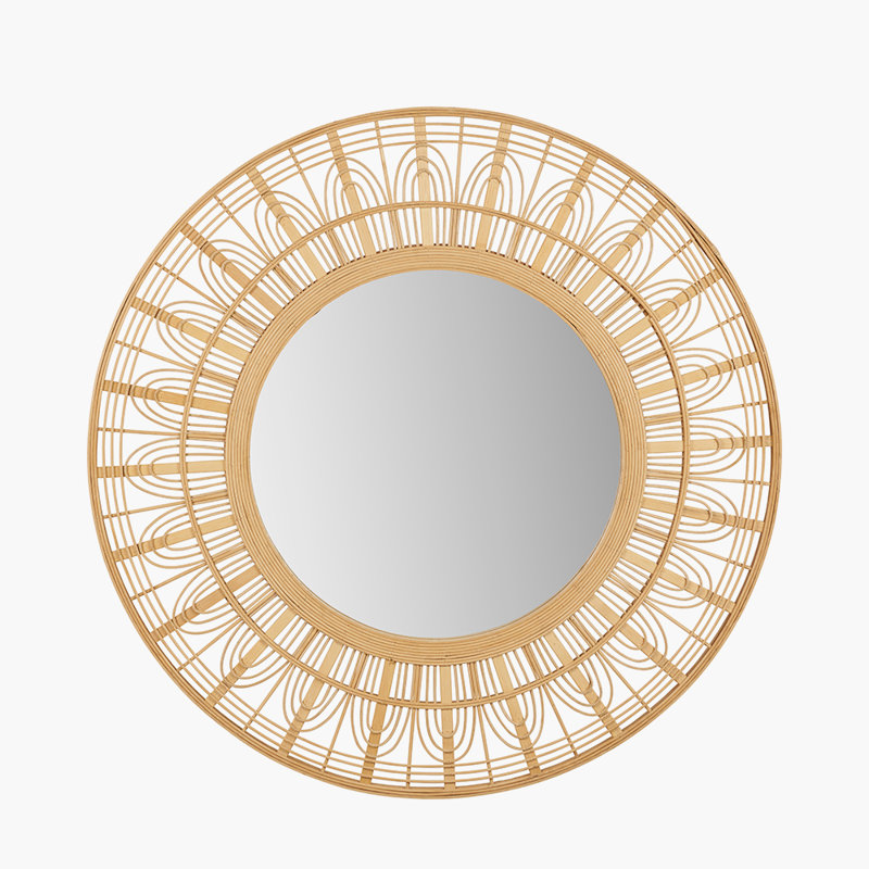 Bamboo / Rattan Round Wall Mirror, Natural