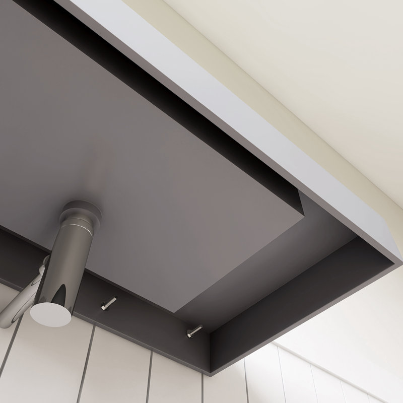 Lavabo de salle de bain mural 35 "avec trou pour robinet, Gris clair