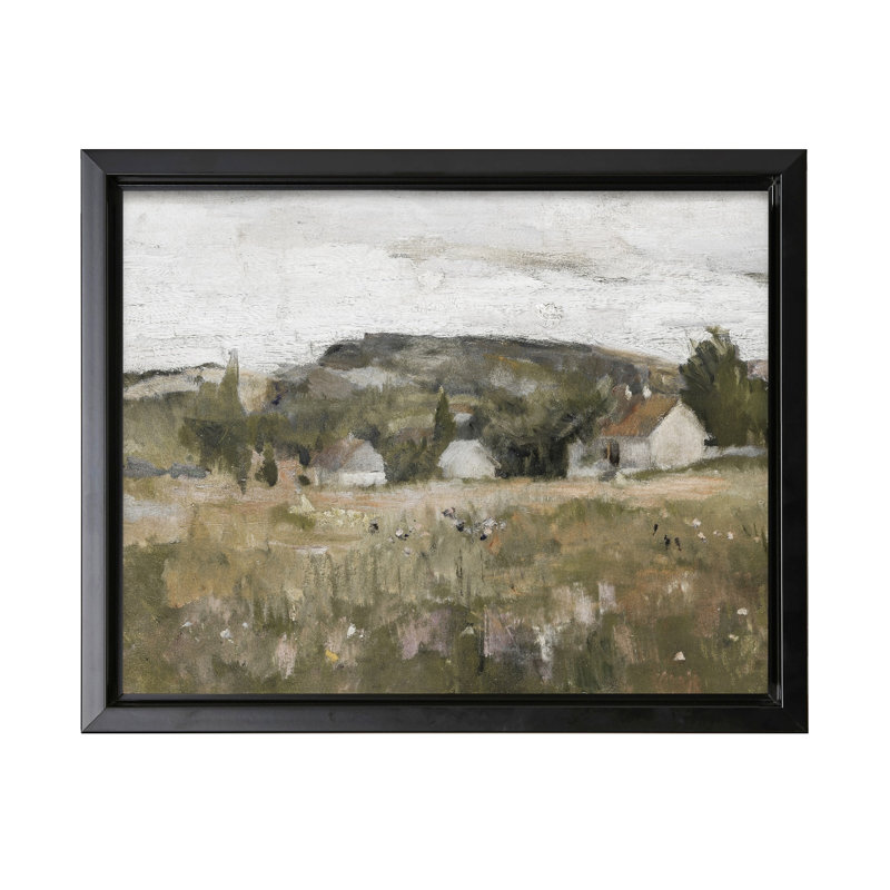 Maison de campagne panoramique, Black Framed, Canvas, 11"H x 14"W