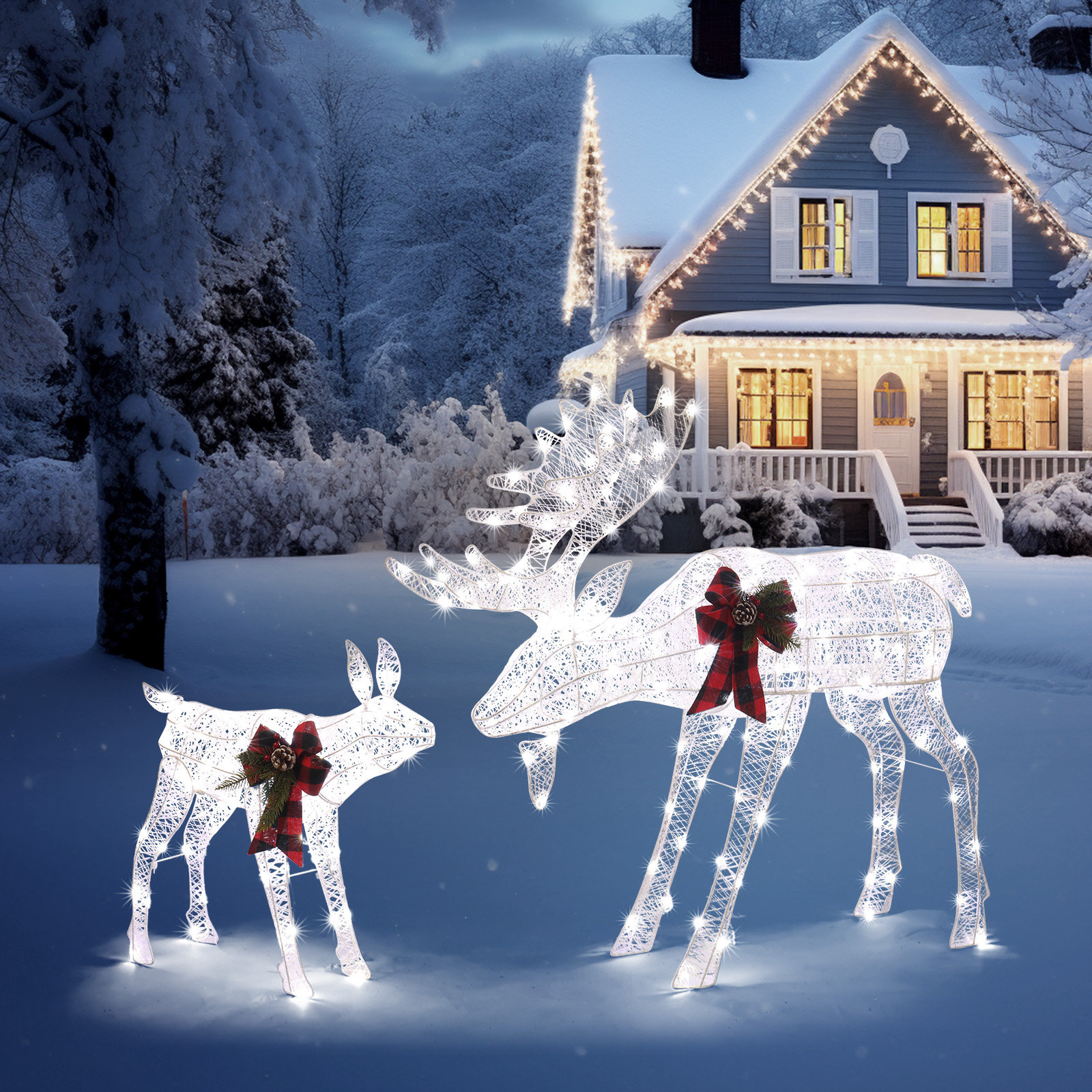 Jalyrica Lighted Moose Family Set, White