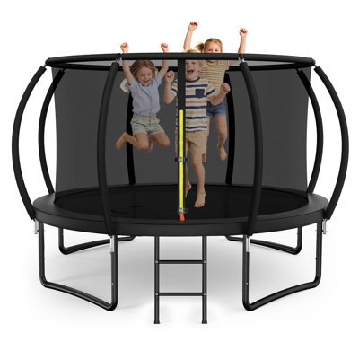 Trampoline citrouille YumHome de 3,66 m (12 pi), certifiée ASTM, avec filet de sécurité et échelle, capacité de charge de 150 kg (330 lb), cadre en acier robuste et antirouille, conçu pour le plaisir en famille, montage facile