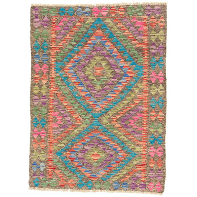 Rectangle 86 cm x 116 cm Geometric Hand Woven Kilim Area Rug