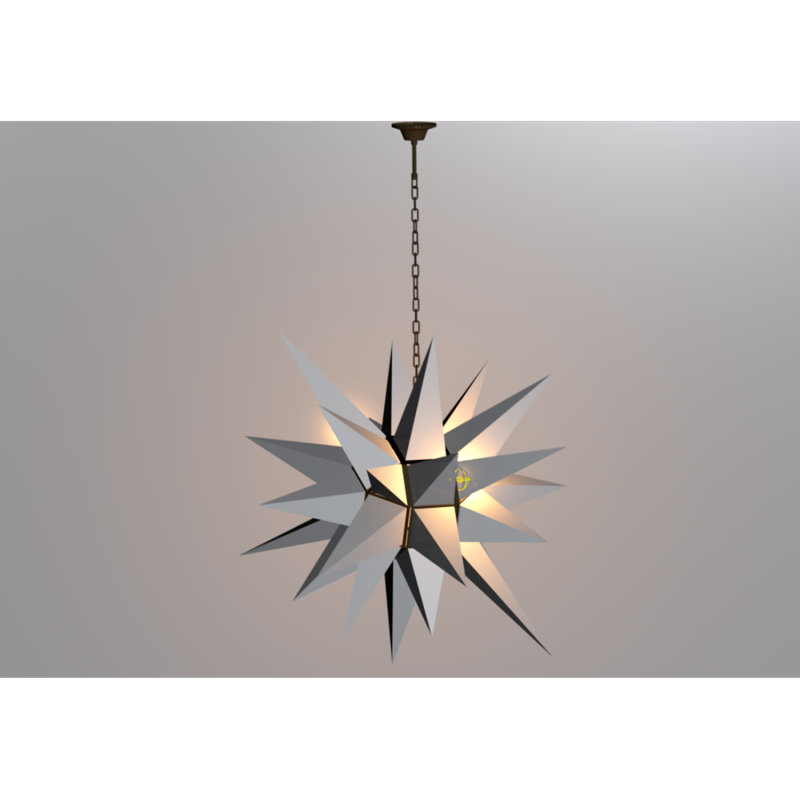 Lustre géométrique clair, Or français, Cristal de roche foncé, 60" Wide x 60" Height