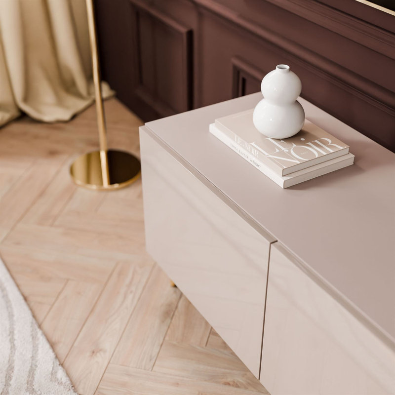 Unfinished TV Stand for TVs up to 32", Cashmire Gloss/Gold