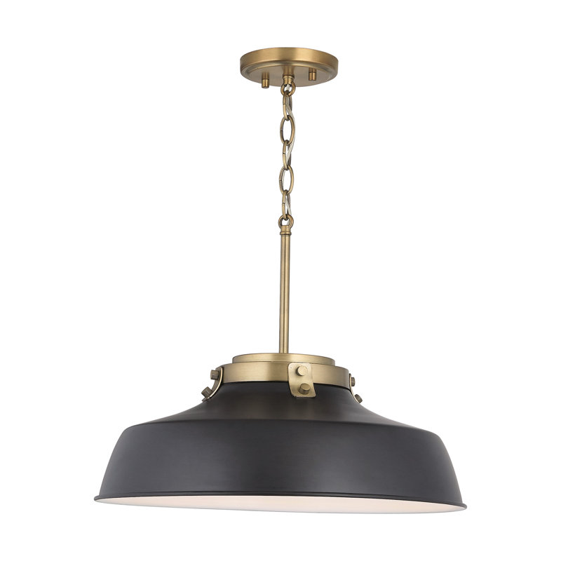 Luminaire suspendu en forme de dôme à 1 lumière Luzon, Noir mat