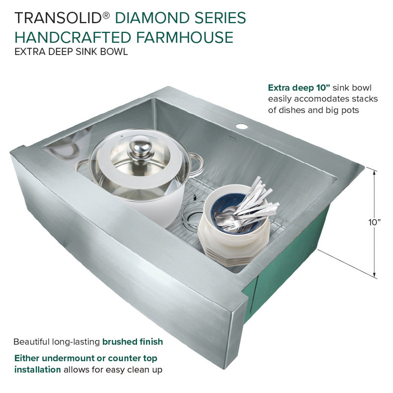 Évier de cuisine en diamant avec crépine à panier L 30 po x l 26 po Diamond