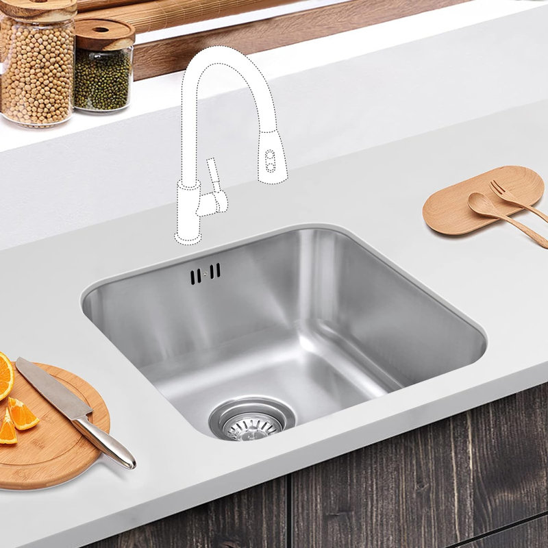 Belfry Kitchen Locklin 450mm W Single Bowl Stainless Steel Kitchen Sink 0, 190cm H x 450cm W x 450cm L