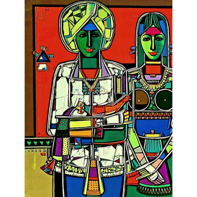 Couple indien | Acrylique sur toile | Peinture de Girish Adannavar
