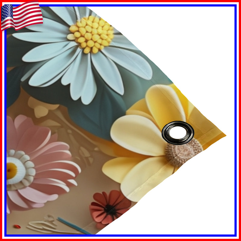 Tapisserie murale en papier - Fleurs, 104in H x88 with 4 Grommets