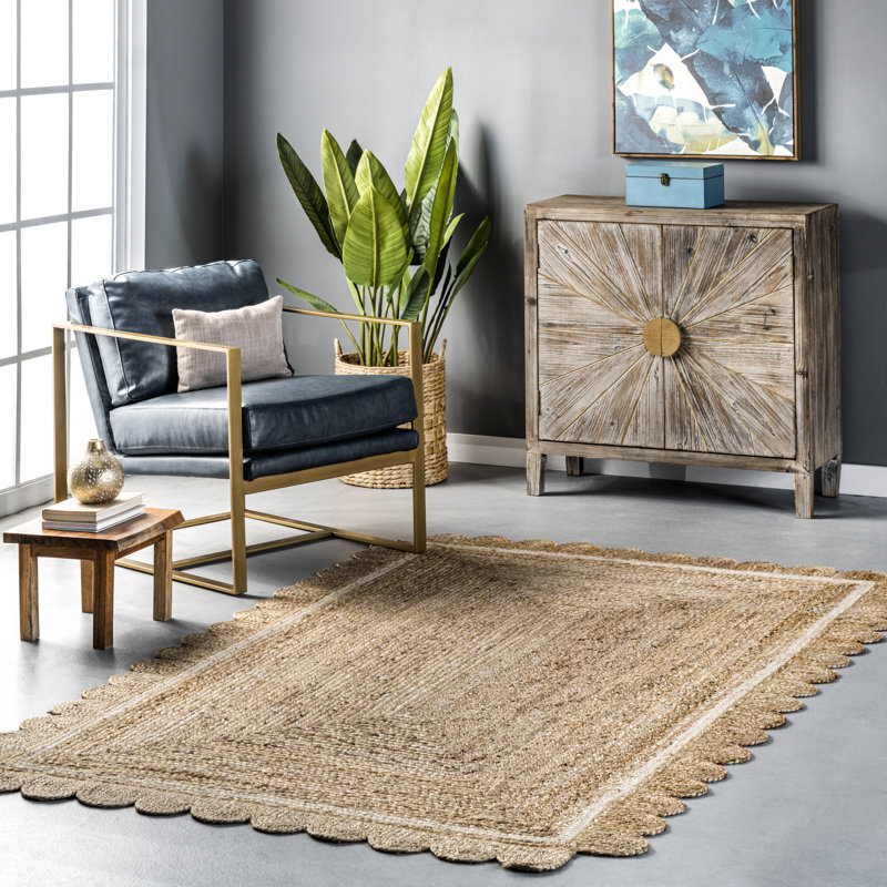 Tapis en jute Tera pour la cuisine du salon, ivoire, Rectangle 7 pi 6 po x 9 pi 6 po