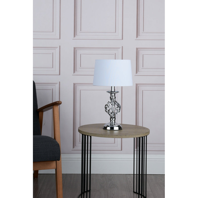 Estelle Metal Table Lamp, Polished Chrome/Ivory