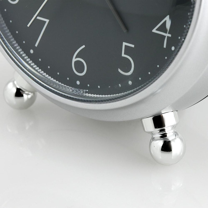 Quartz movement / Crystal Alarm Tabletop Clock, Silver/Black