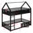 Metal Twin Over Twin Size House Bunk Bed With Fence And Door,Bunk House Bed For Boys Girls Teens-1425907114