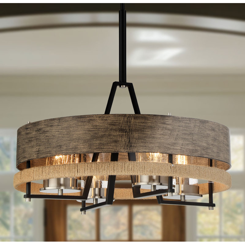 4 - Light Dimmable Wagon Wheel Chandelier