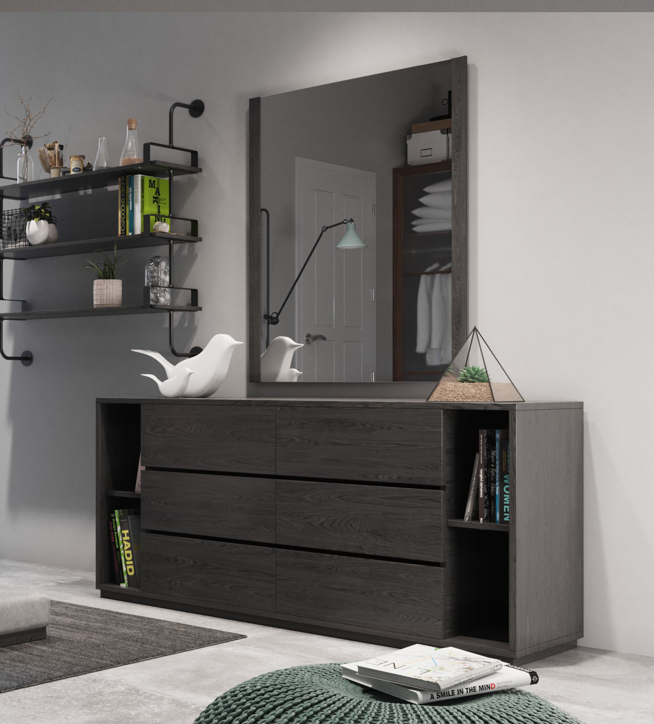 Amalie 34" Mirror, Gray