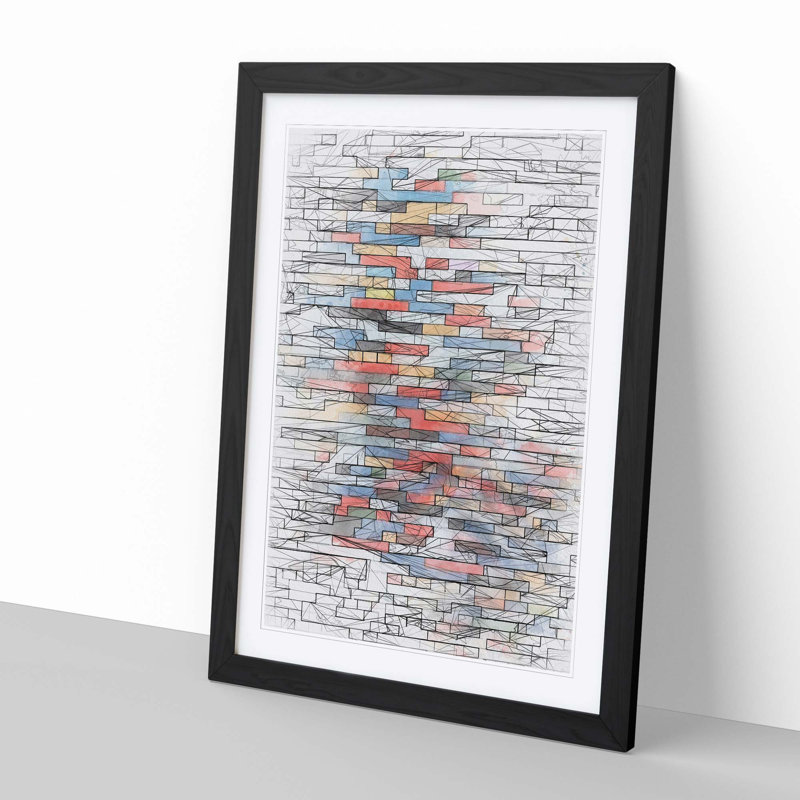 Toy Bricks in Abstract - Framed Print, 50cm H x 35cm W x 2cm D, Black