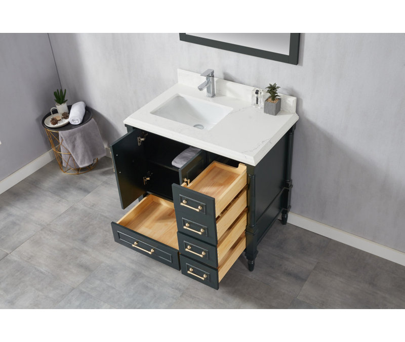 Ensemble de meuble-lavabo simple 36 po Flavell, Bord à double gorge Empira