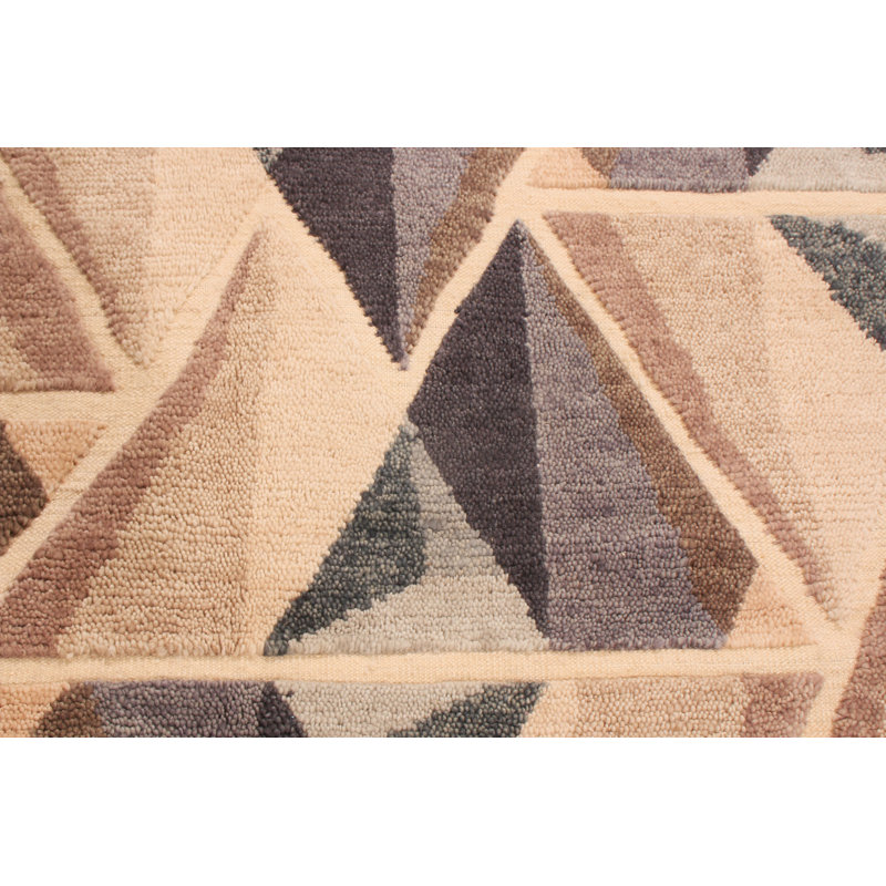 Hand Knotted Wool Geometric Area Rug, Rectangle 12' x 16'