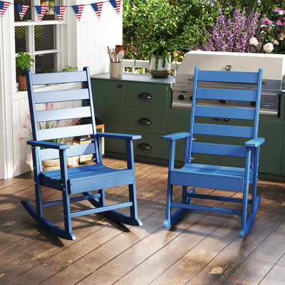 2 chaises berçantes d'extérieur à dossier haut 2 pièces