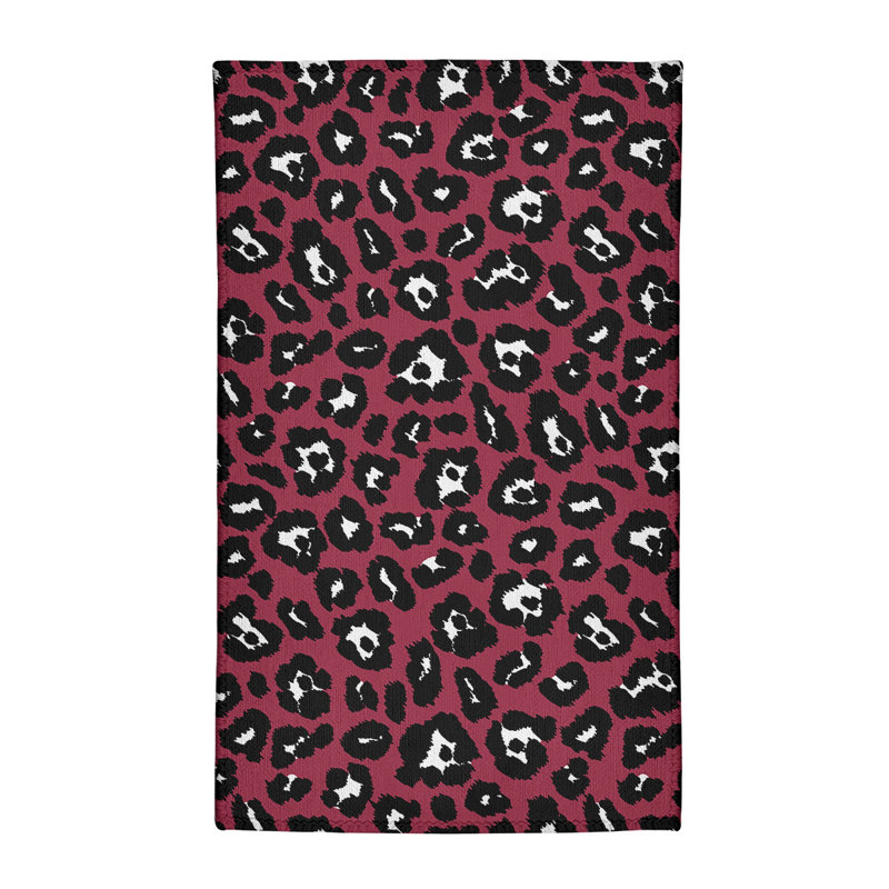 Imprimé animalier rouge/noir/blanc Tapis décoratif, Rectangle 3 pi x 5 pi