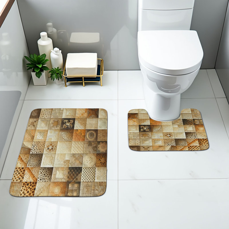  Ensemble de tapis de salle de bain bruns 2 pièces