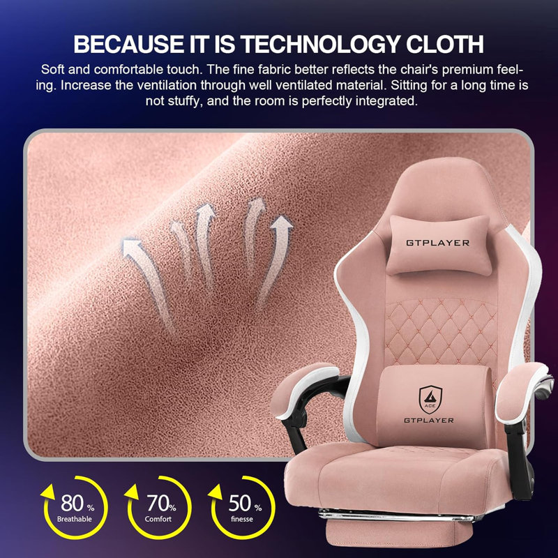 Gaming Chair, Ergonomic Computer Office Chair, High Back Office Chair With Pocket Spring Cushion, Lumbar Support, Adjustable Linkage Armrests & Footrest