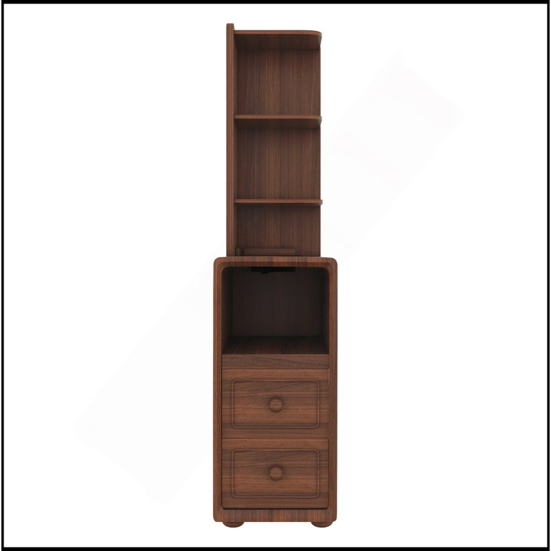 End Table With Drawers, Corner Table With Open Shelves, Tall Side Table For Bedroom And Corner
