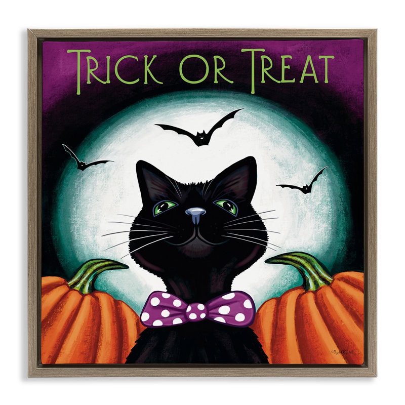 Cadre flottant pour chat Trick Or Friate, design par Elizabeth Tyndall, H 18 po x l 18 po, Cadre flottant orme Montalcino