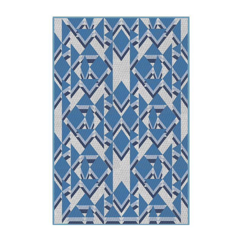Tapis bleu à motif géométrique Kogan, Rectangle 5 pi x 7 pi