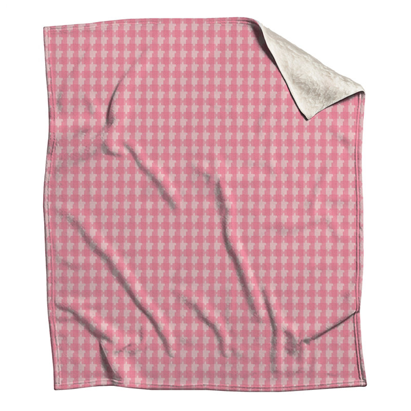 Pink Houndstooth Pattern Blankets, 60in W x 80in H