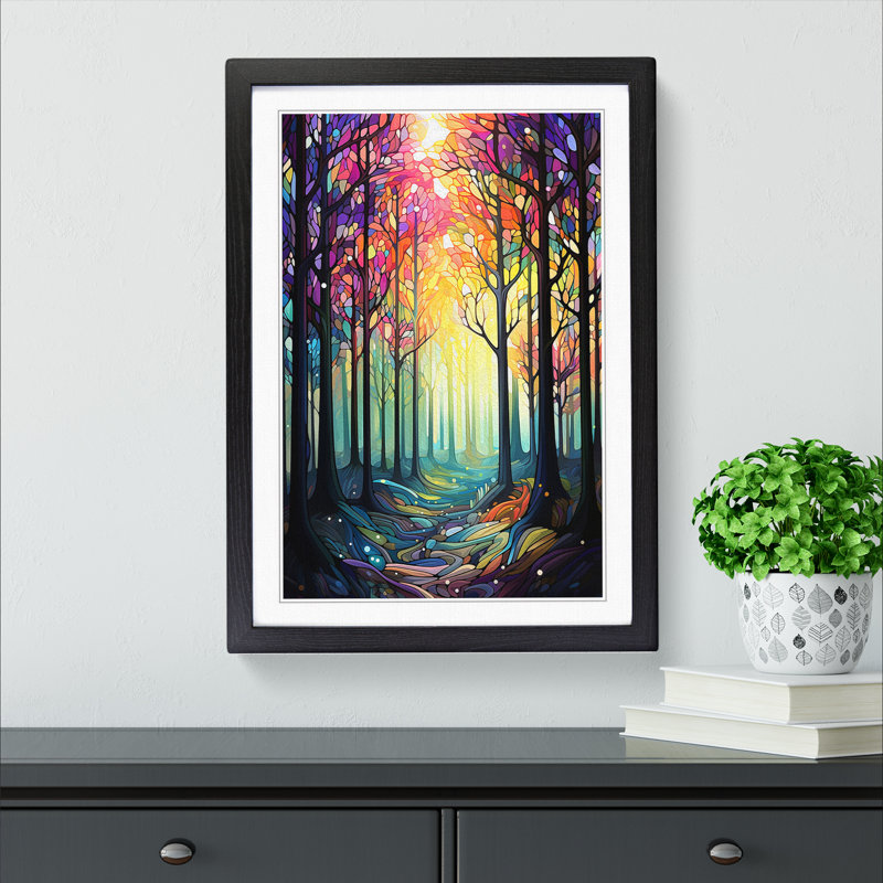 Spring ForestNo.4 - Single Picture Frame Print on Wood, Black Framed, 34cm H x 25cm W