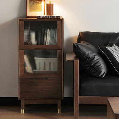 Simple Groove Glass Accent Cabinet