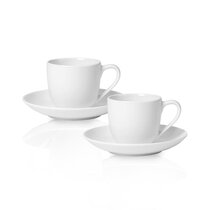Set of TWO White Espresso Cups With Handle and Saucers, 2 Ceramic Cups With  Tree, Pottery 5 Oz Espresso Cups, Teacups or Coffee Cups -  Denmark