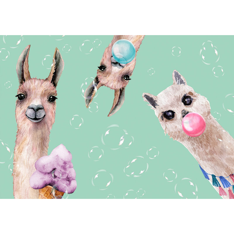 Adhésif mural pelez et collez enfants - lamas fous, L 100 po x l 135 po