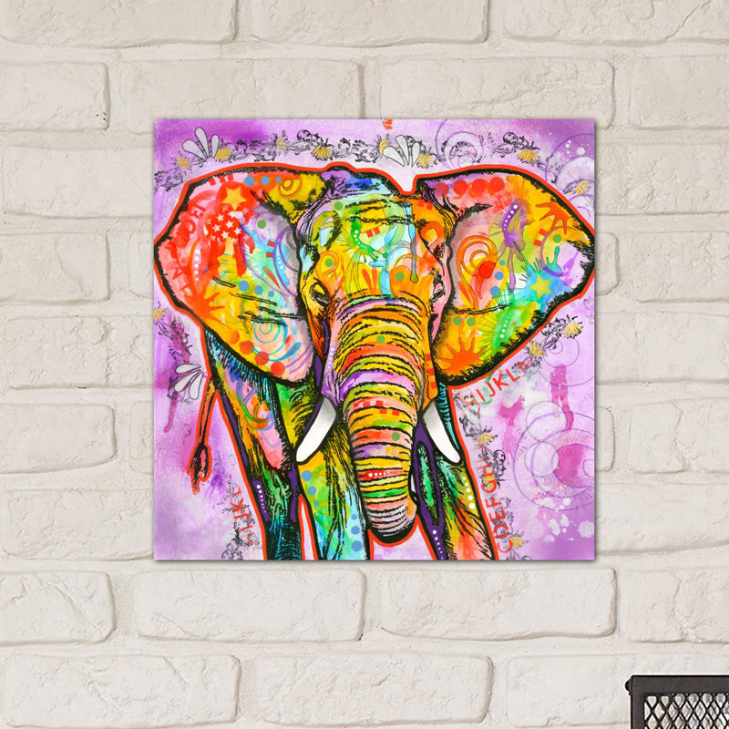 Elephant by Dean Russo - Print on Canvas, 45.72 cm H x 45.72 cm W x 1.91 cm D, Wrapped Canvas