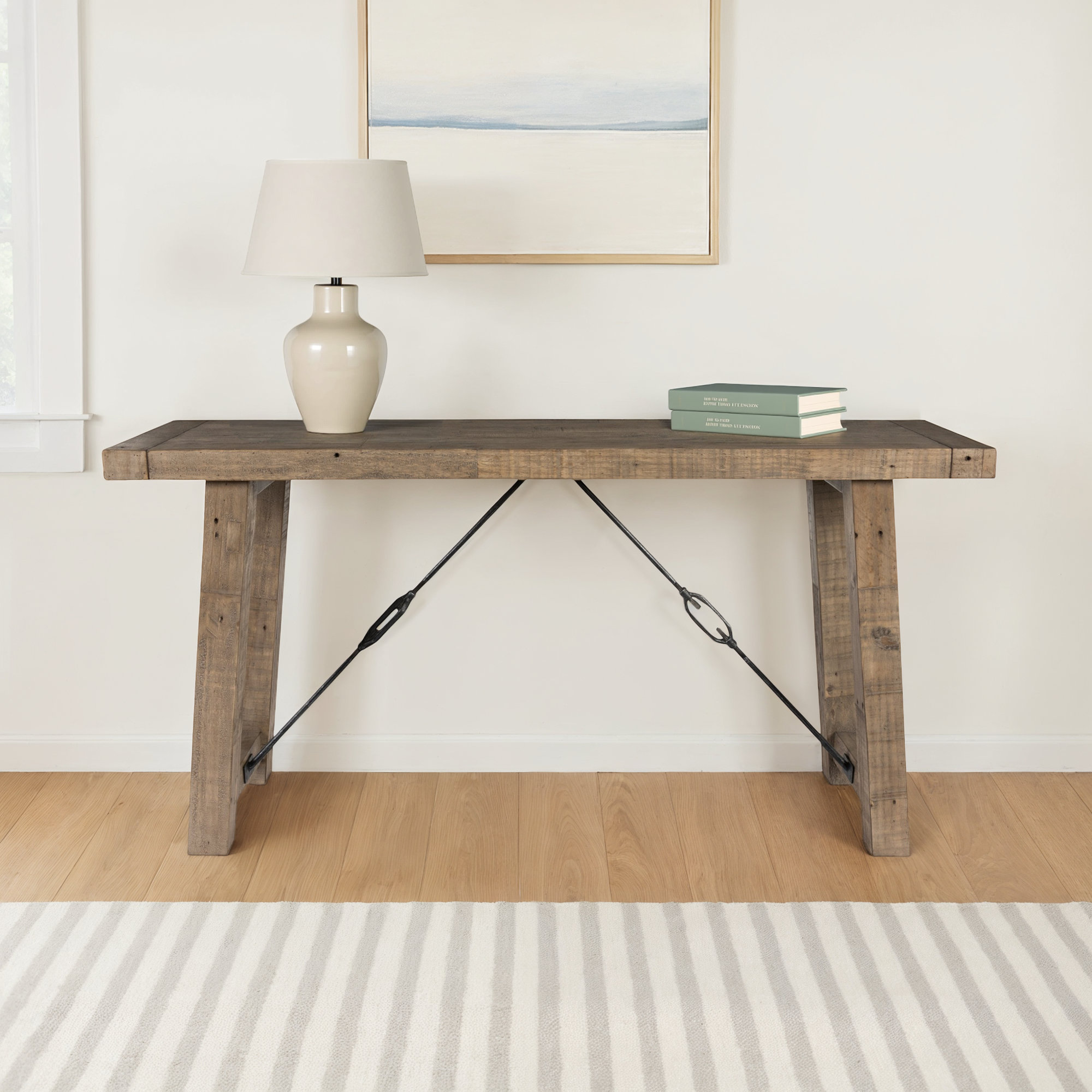 Edelen 60" Solid Wood Console Table, Distressed Brown